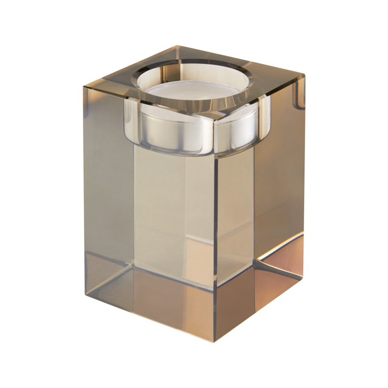 Petit porte-votive en cristal carré, Noir, H 4,75 po x l 2,25 po x P 2,25 po