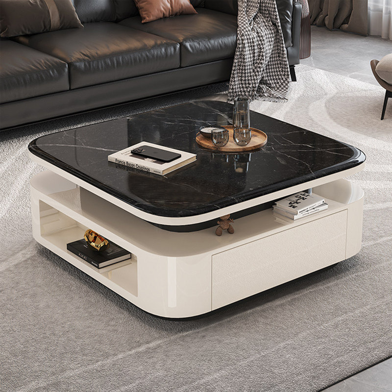 Casar, 16.5" H x 31.5" L x 31.5" W, Black Top/White Base