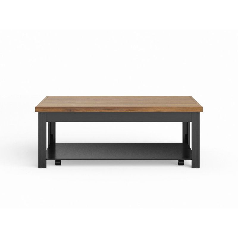 48" Coffee Table, No Assembly Required, Natural/Black