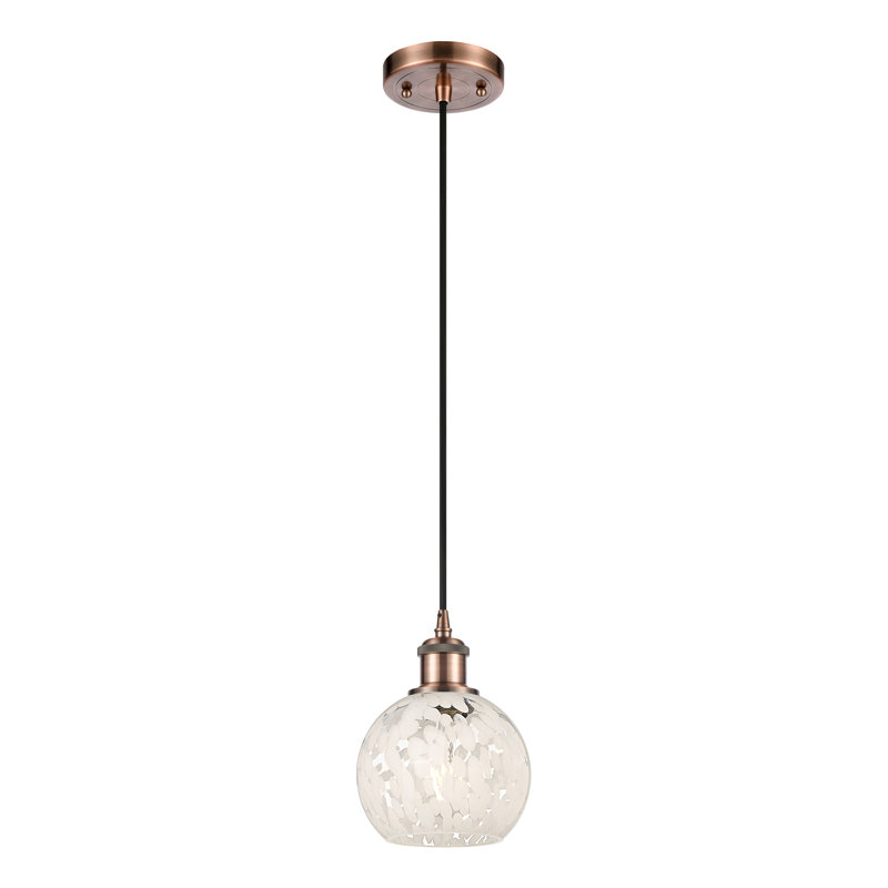 Luminaire suspendu 1 lumière Nathalie, H 8 po x l 6 po x P 6 po, Cuivre antique