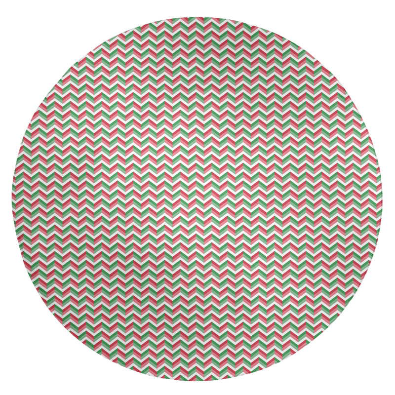 Tapis rouge/vert chevron fait main, Rond 5 pi