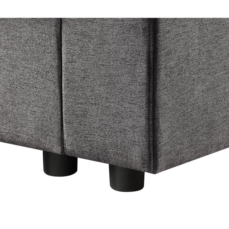 Chaise modulaire en U en lin gris, 7 coussins de dossier modulaires et réversibles, poids de 297,77 lb, lin 145,5 po, avec accoudoirs, un accoudoir, profondeur de 94,18 po, hauteur du siège 17,75 po