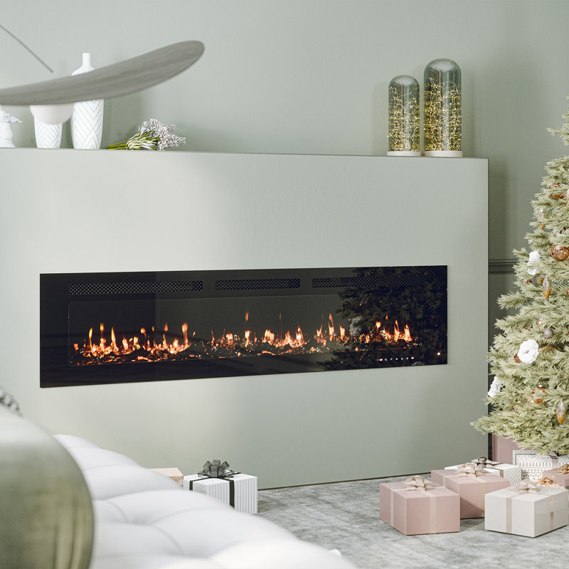Gwenaelle Black Fireplace, 17" H x 72" W x 4.13" D