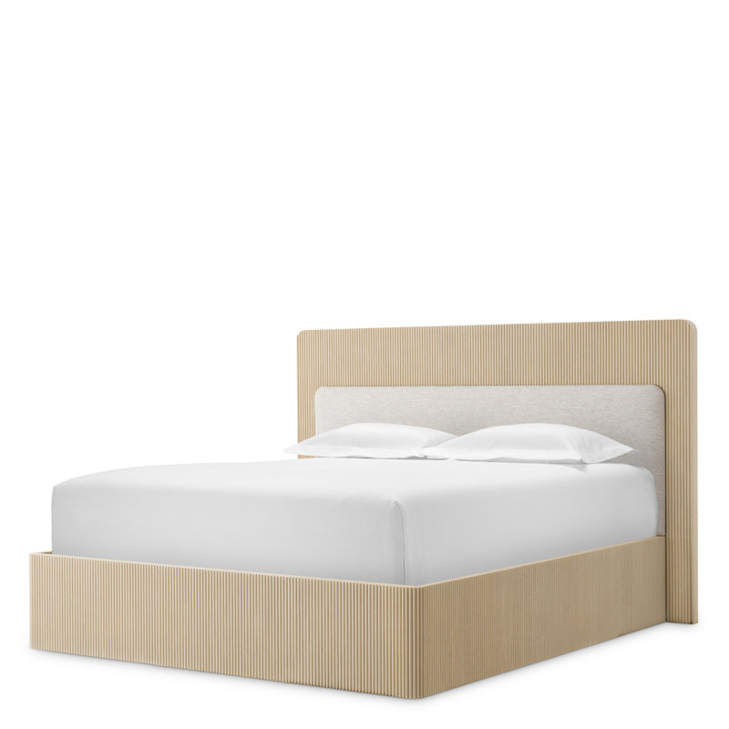 Dimitrios Upholstered Bed, Washed Oak/Durini Natural, Queen