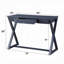 Console rectangulaire avec tiroir gris anthracite, extension aux 2/3, base, anglaise pour espace de bureau et espace de travail confortable en bois
