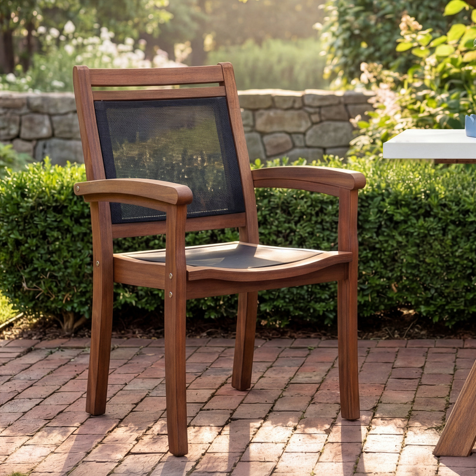 Fleur Stackable Eucalyptus Patio Armchair, Brown/Dark Brown