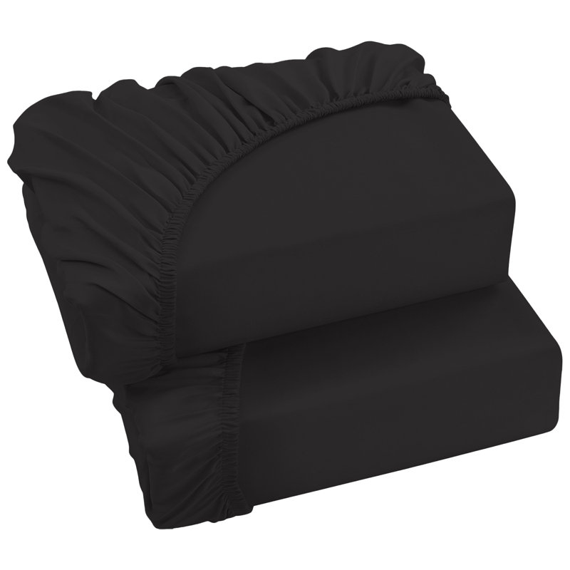 Soft & Breathable Microfiber Extra Deep Fitted Sheet, Super King (6'), Black