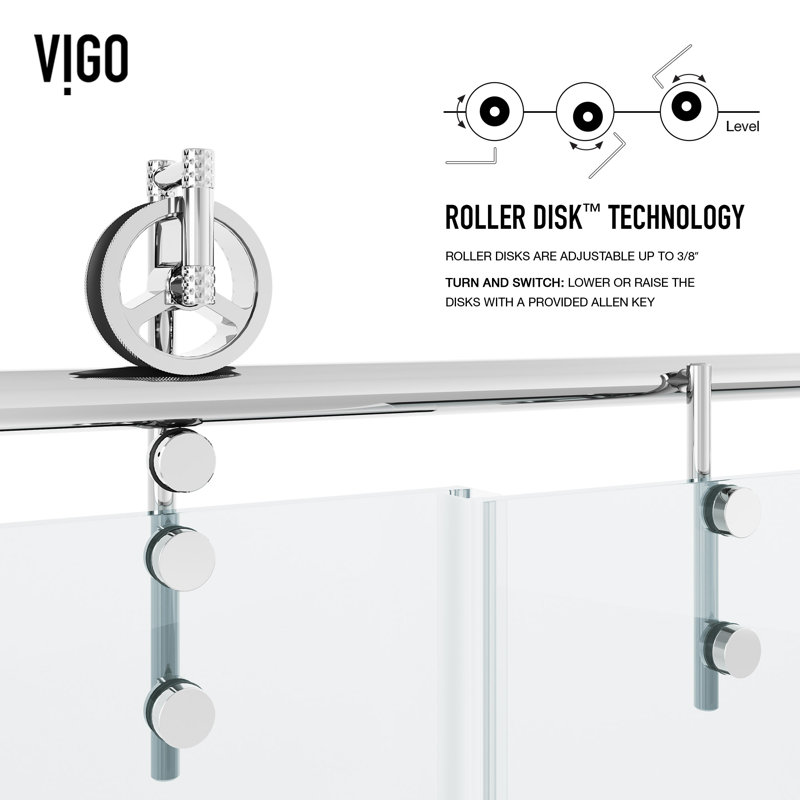 Hamilton 56-60" W x 78" H Sliding Frameless Shower Door with 3/8" Clear Glass, Chrome