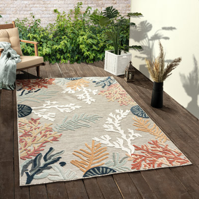 Jamila Coastal Gray Power Loomed High-Low Indoor/Outdoor Area Rug