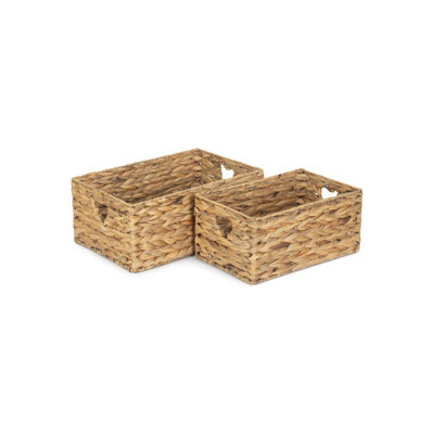 Wicker Water Hyacinth 2 Piece Storage Basket Set
