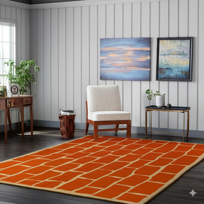 Oidipous Orange Flatweave Wool Area Rug