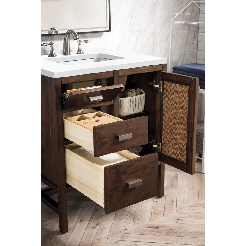 Addison 30'' W Vanity, Mid Century Acacia, 8" Widespread, White Zeus