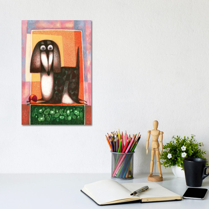 Dog And Ball by Art Mirano - Wrapped Canvas Print, 30.48cm H x 20.32cm W x 1.905cm D