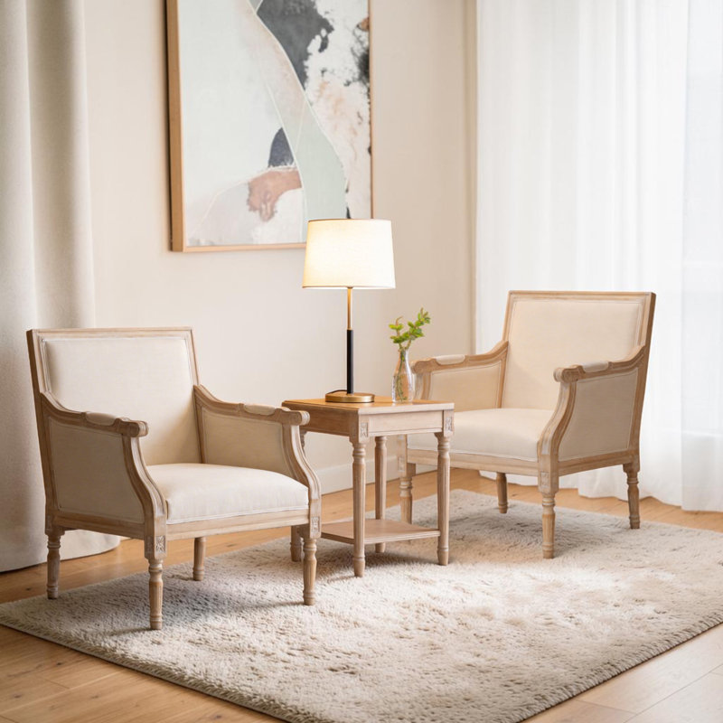 Chaise d'appoint Amando French Country, revêtement beige