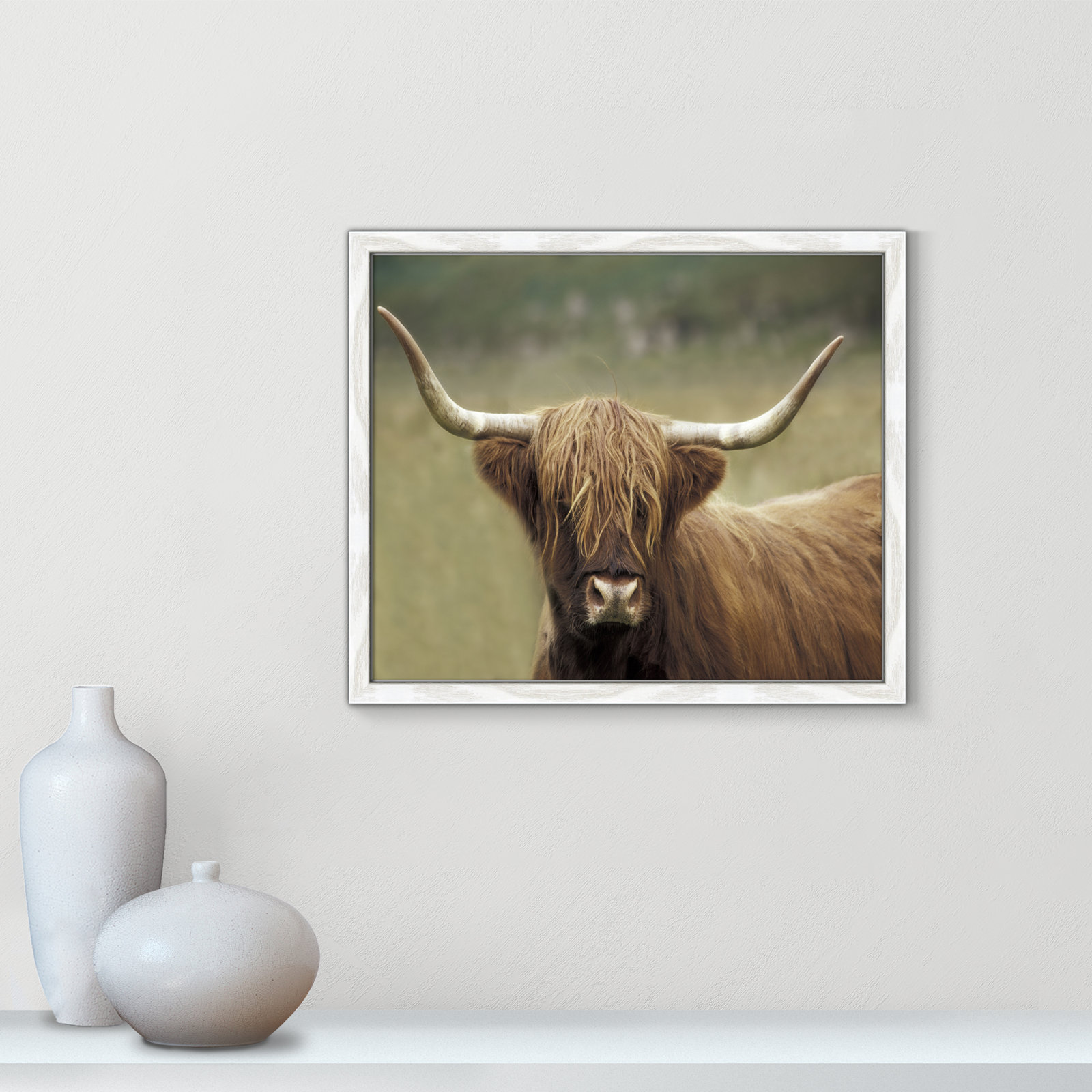 Highland Afternoon by Danita Delimont - Picture Frame Photograph, White Wood Grain Framed, 16" H x 19" W x 0.75" D