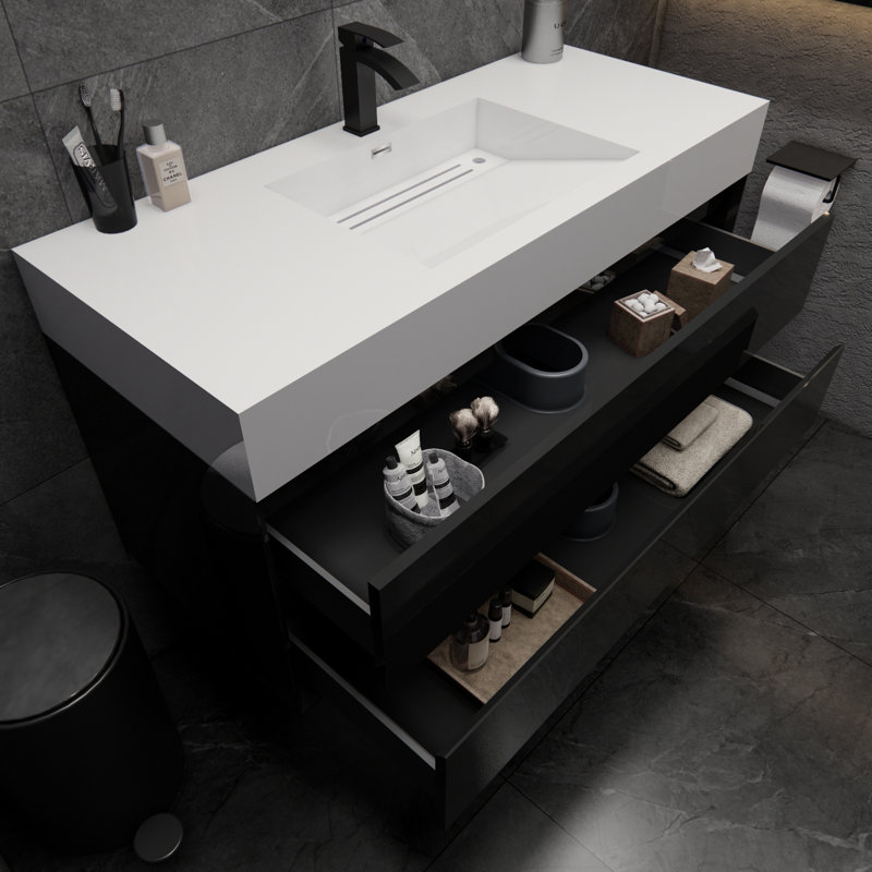 Meuble-lavabo simple 47 po Albizu, Noir
