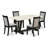 5-Piece Mid Century Table Set Contains a Cement Dining Table and 4 Shitake Linen Fabric Parson Dining Chairs with High Back - Wire Brushed Black Finish-85692386-85692387-130066747