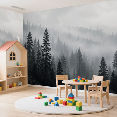 Papier peint adhésif mural autocollant amovible pour la chambre à coucher Forest Mountain Valley H 100 po x l 144 po