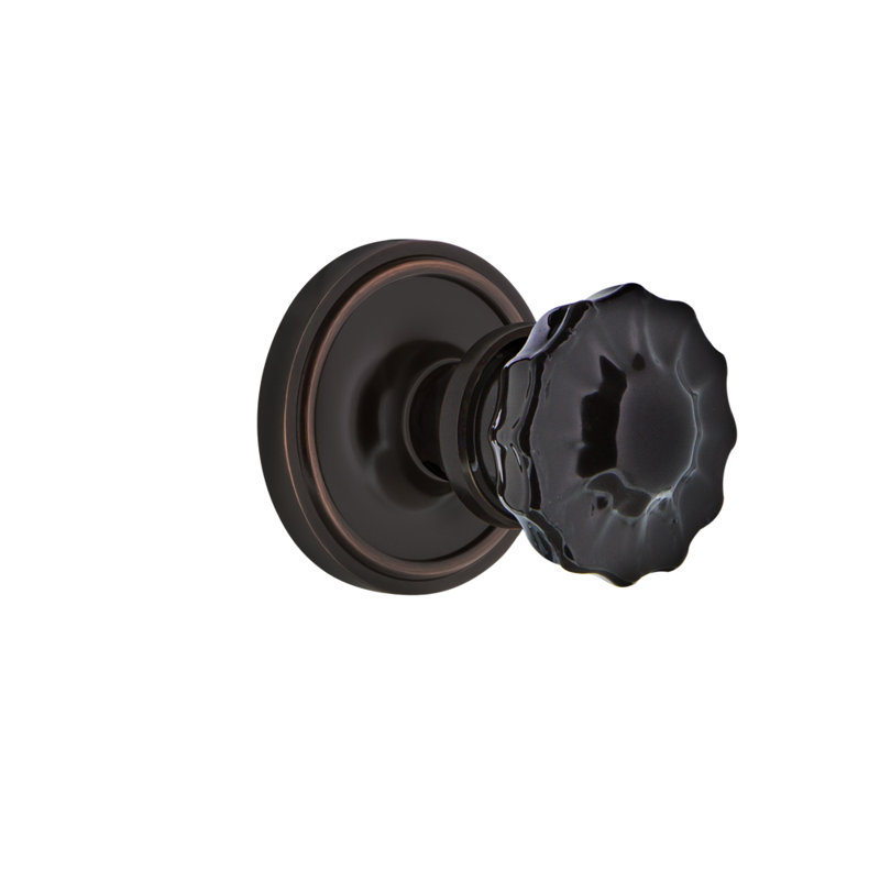 Rosette classique avec bouton de porte noir cristal, Bronze intemporel