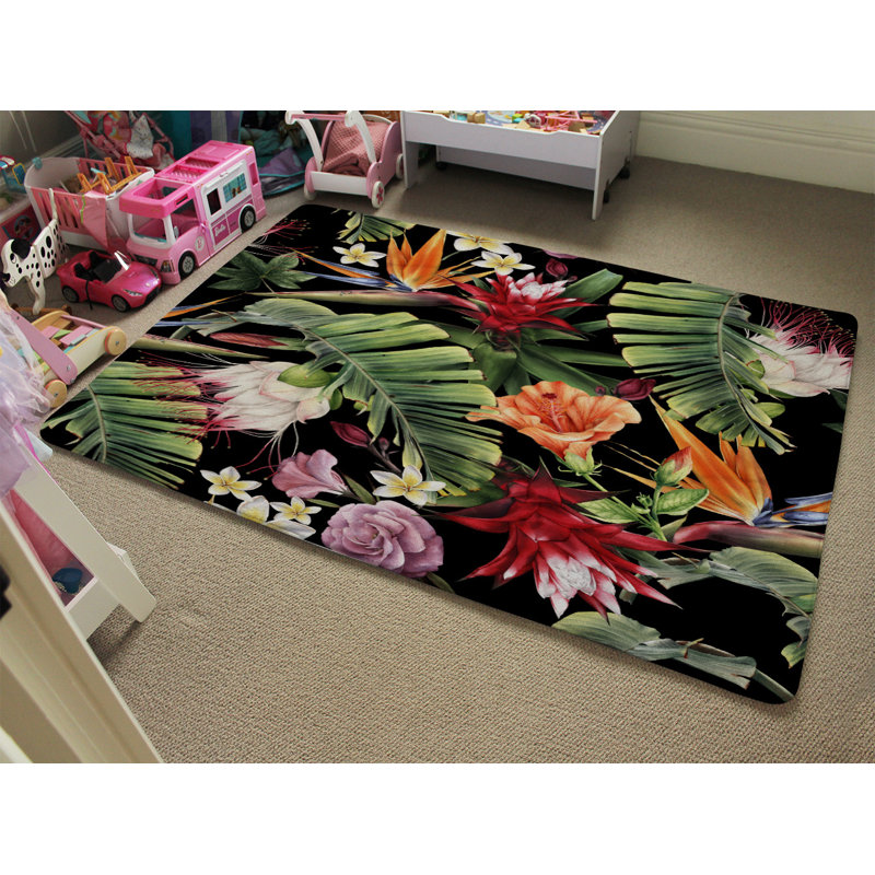 Harrison Floral Shag Area Rug, Rectangle 60 x 110cm