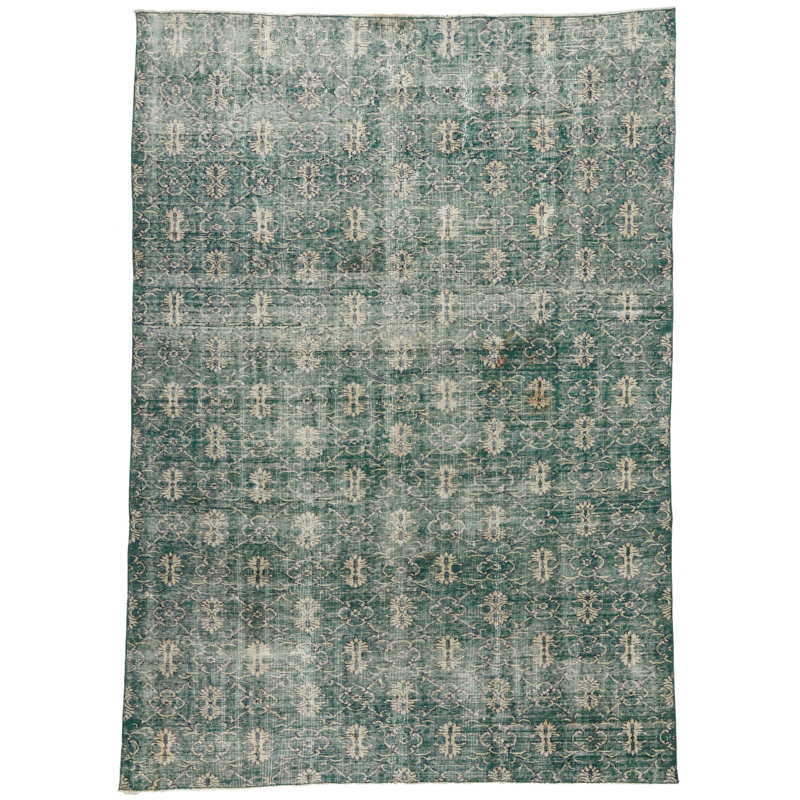 Tapis turc vert et beige 7 x 9
