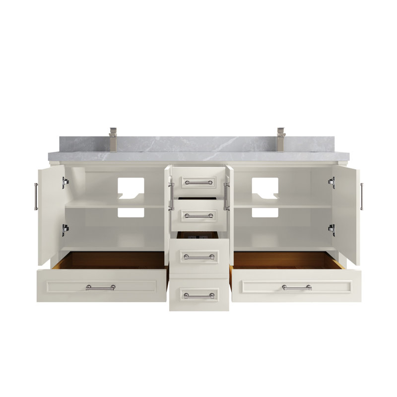 Meuble-lavabo double 72 po avec comptoir Aberdeen, Gris perle