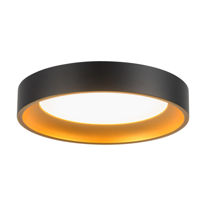 Nix 7-in Black dimmable LED Flush Mount, Matte Black/Gold