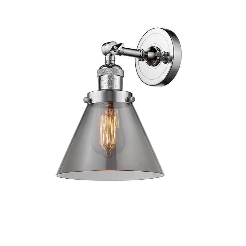 Plafonnier semi-encastré 1 lumière Hardie, Chrome poli, H 13,5 po x l 7,75 po x P 7,75 po, Plaqué couleur fumée