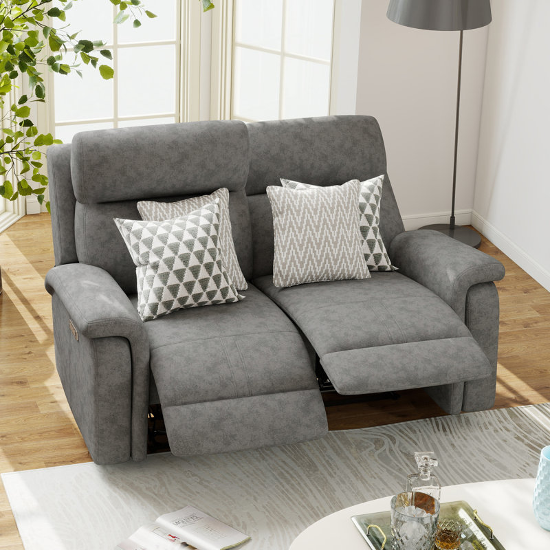 Canapé inclinable électrique de 64,6 po avec support lombaire et appui-tête réglables, Mélange de polyester gris