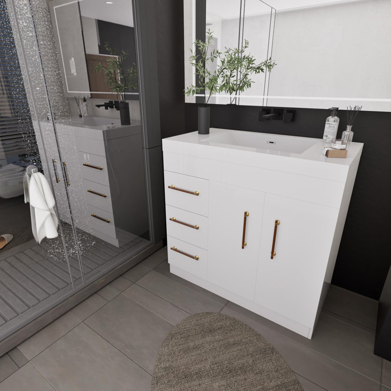 Ensemble de meuble-lavabo simple 42 po, Blanc lustré