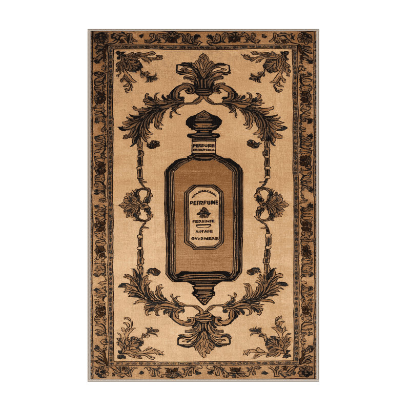 Tapis brun français lavable à la machine, Rectangulaire 2 pi x 3 pi