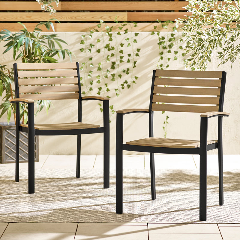 Aarnoud Pair of Outdoor Wooden Garden Dining Chairs - Solid Wood for Modern Garden Patio