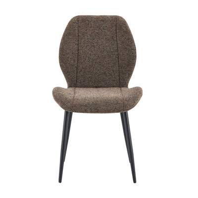 Ensemble de 4 chaises de salle à manger minimalistes modernes en tissu bleu smog, avec des coussins spacieux et confortables. Pieds en métal noir et pieds réglables, adaptés à la salle à manger, au bureau et au bureau, etc.