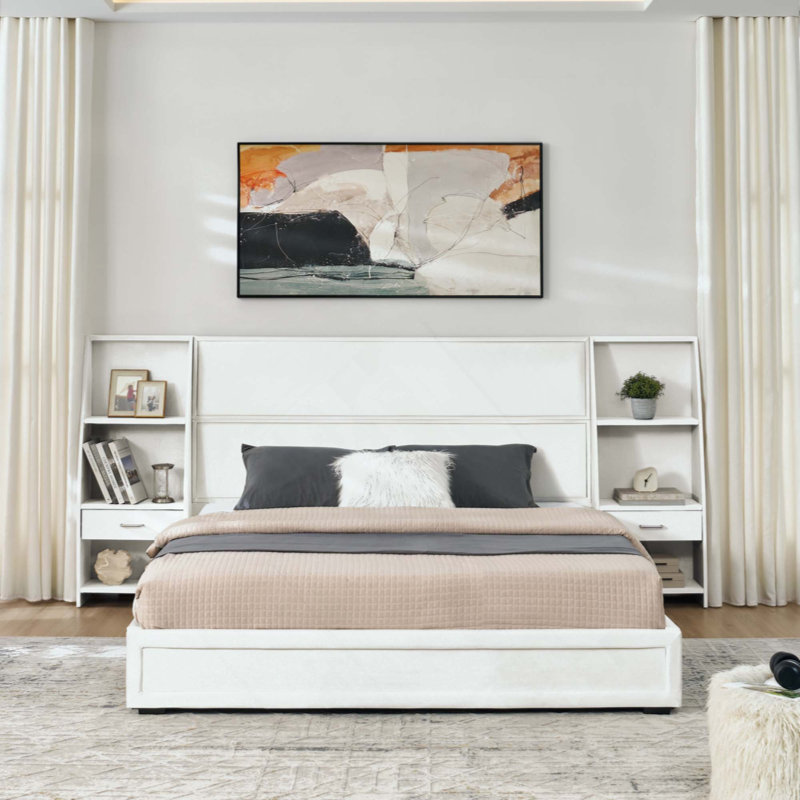 Bed, Queen, Beige