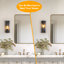 Applique murale moderne 1 lumière noir mat, applique murale verticale en verre transparent ondulé à la main pour meuble-lavabo, chambre à coucher et couloir