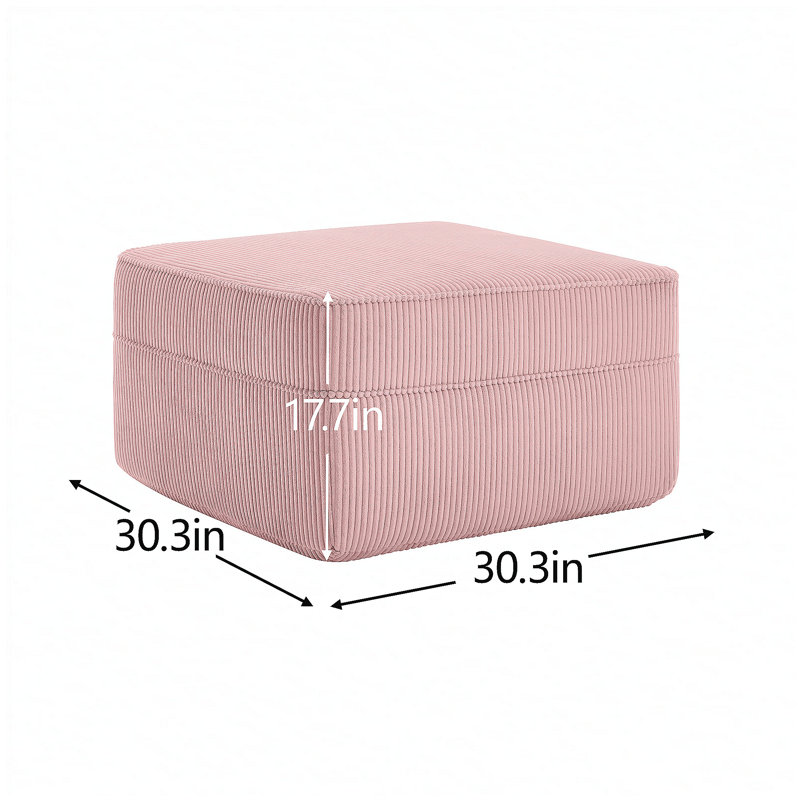 Martha Ottoman Corduroy -Pink, Pink