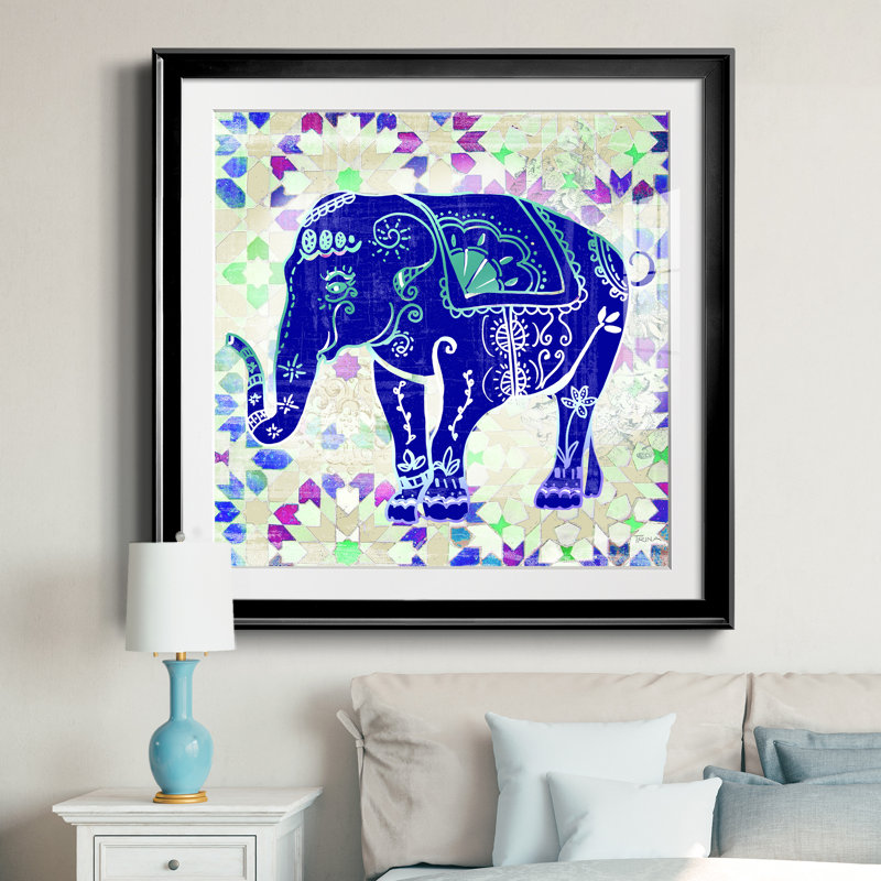 Painted Elephant II - reproduction de cadre photo, Noir, H 30,5 po x l 30,5 po x P 1,5 po