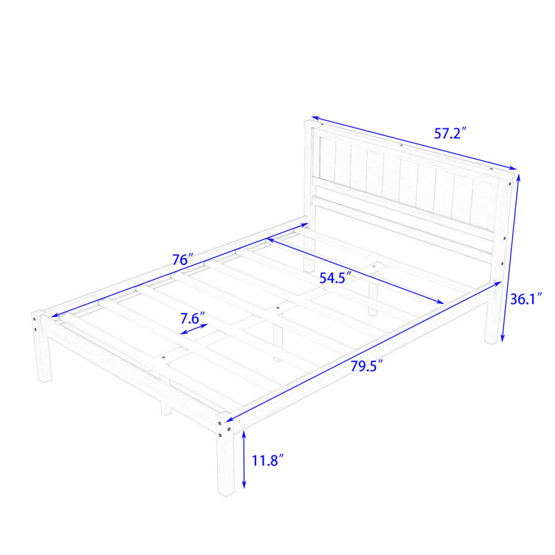 Citarelli Wood Platform Bed with Headboard, Full