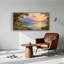 «Lakeside Villa and Mountains With Golden Sunset», art mural sur toile-1958128539