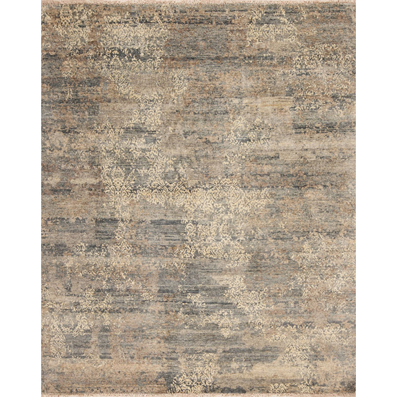 Tuscany Hand Knotted Wool Area Rug in Blue/Cream/Beige, Rectangle 9' x 12'
