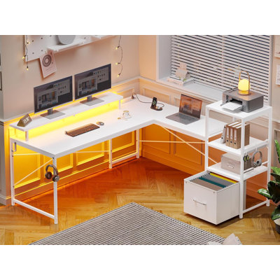 Shontae L-Shaped Computer Desk with Power Outlet