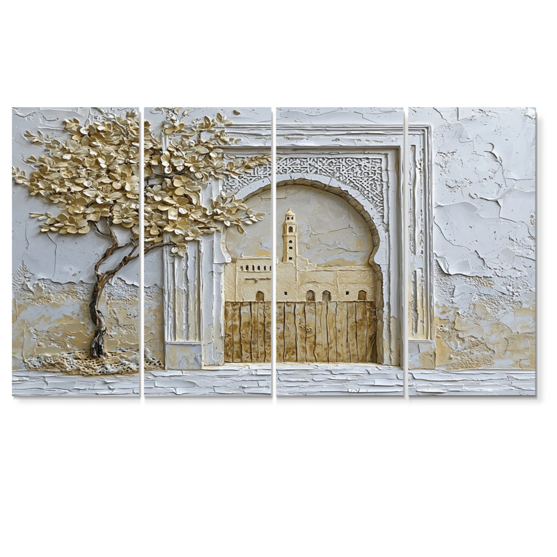 Art marocain sur toile, médina marocaine, H 32 po x l 64 po