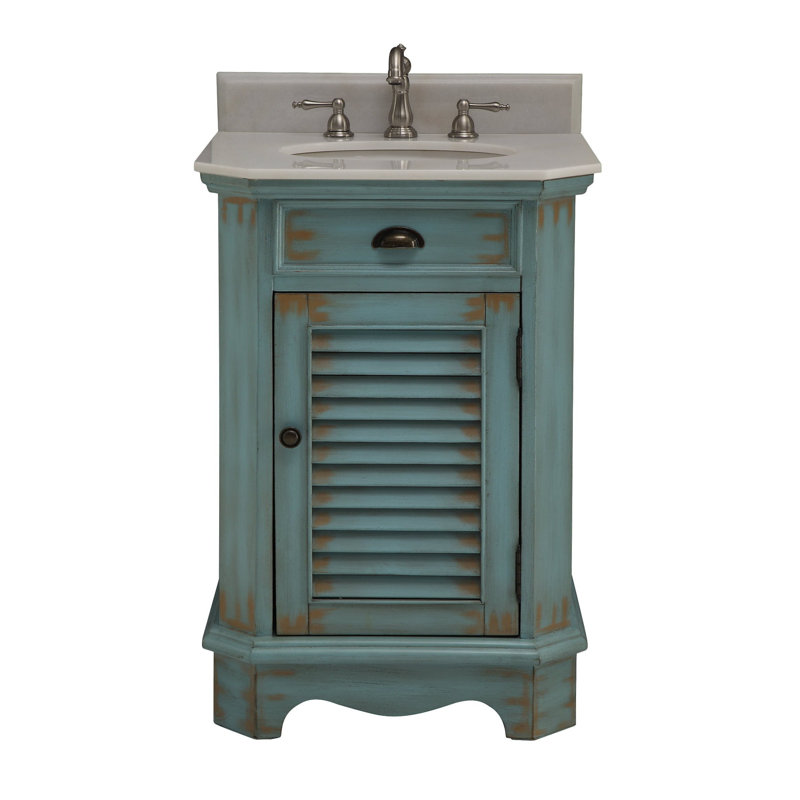 Meuble-lavabo de salle de bain Abbeville de 24 pouces, bleu pâle vieilli, style cottage, bleu