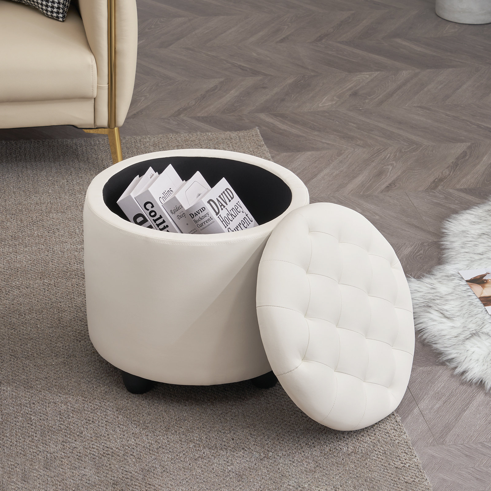 Winston Porter Faux Leather Storage Ottoman & Reviews | Wayfair