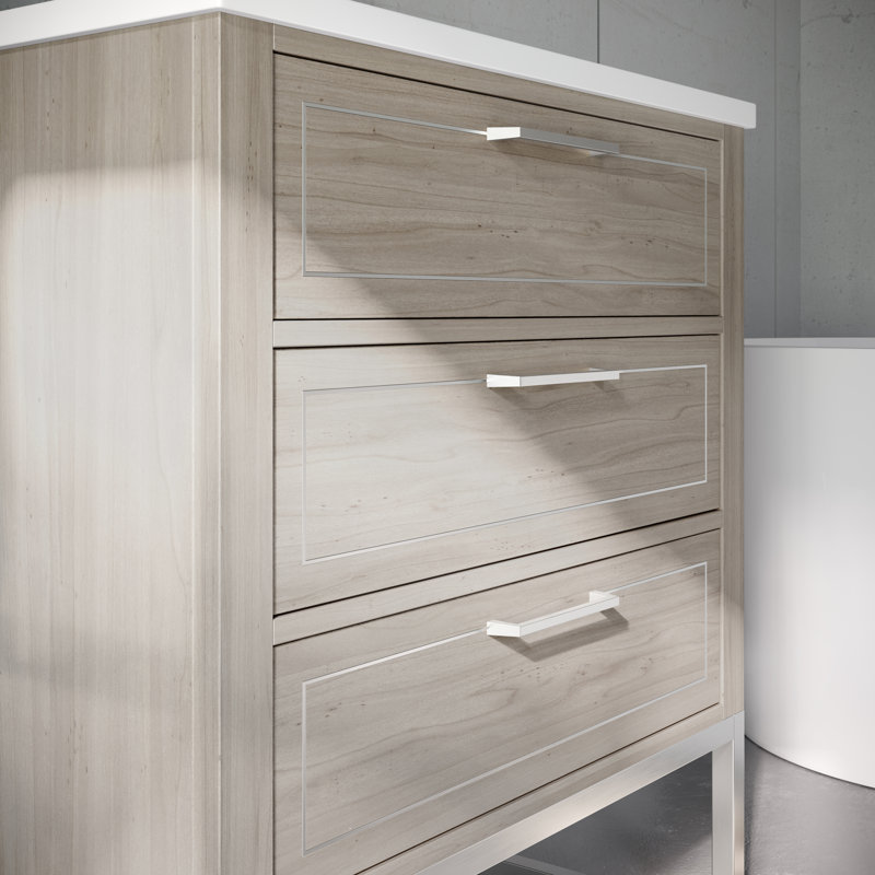Markham 30'' W Single Vanity, Cashmere Gray, White Quartz, Brushed Nickel