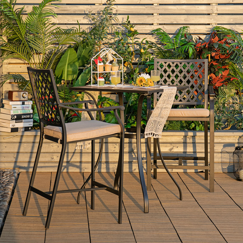 2 - Person Patio Dining Set with Square Table , Cushions Included