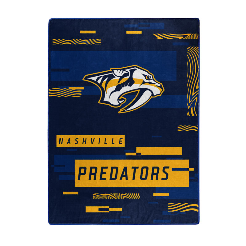 NHL Digitize Raschel Throw Blanket - Oversized 60 x 80 Inches Ultra-Soft Licensed Team Logo Bedding, Yellow/Blue