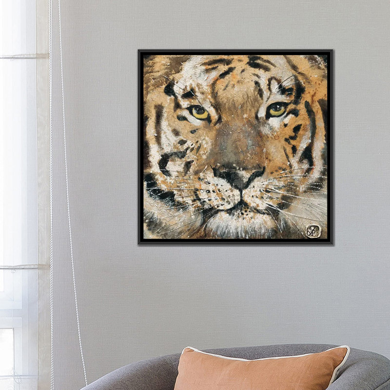 «Tiger», reproduction de peinture à l'huile sur toile, H 18 po x l 18 po x P 1,5 po, Toile encadrée noire