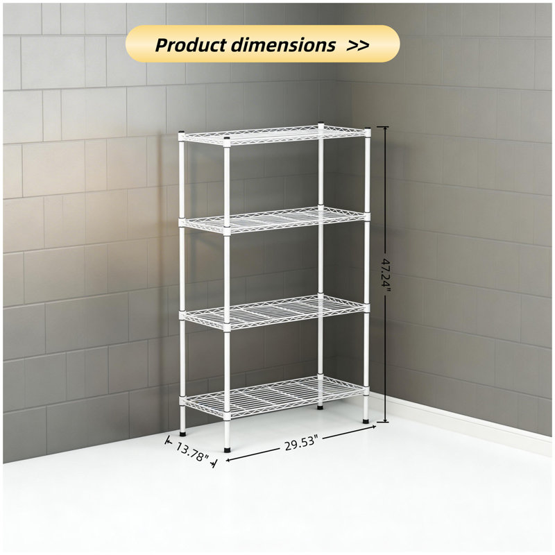 Étagère de rangement polyvalente en métal, étagère en fil métallique réglable à 4 niveaux robustes - étagères de rangement robustes, étagère de rangement robuste et pratique pour la salle de lavage, la salle de bain, la cuisine et les petits espaces