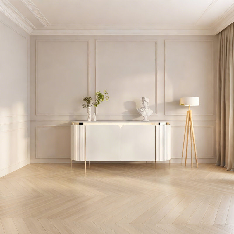 62.99"Modern minimalist and luxurious white storage cabinet and sideboard, 35.43" H x 62.99" W x 15.75" D, White